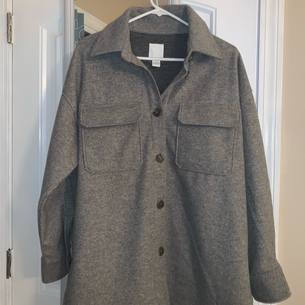 Oversized button up collared jacket